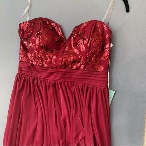 JCPenny My Michelle Strapless Burgundry Dress
